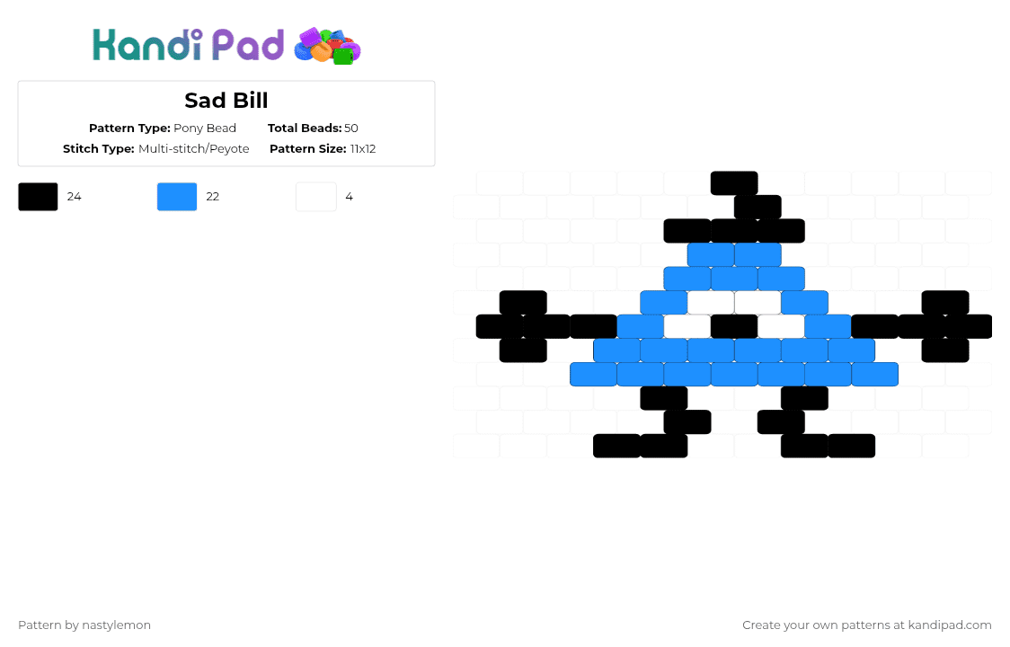Sad Bill - Pony Bead Pattern by nastylemon on Kandi Pad - light blue,bill,billcipher,sad,sad bill,sad bill cipher,blue,blue bill,gravity falls