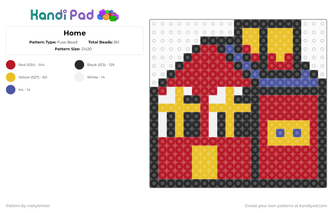 Home - Fuse Bead Pattern by nastylemon on Kandi Pad - red,home,welcome home,wally,mini,home welcome home,welcomehome,home wally