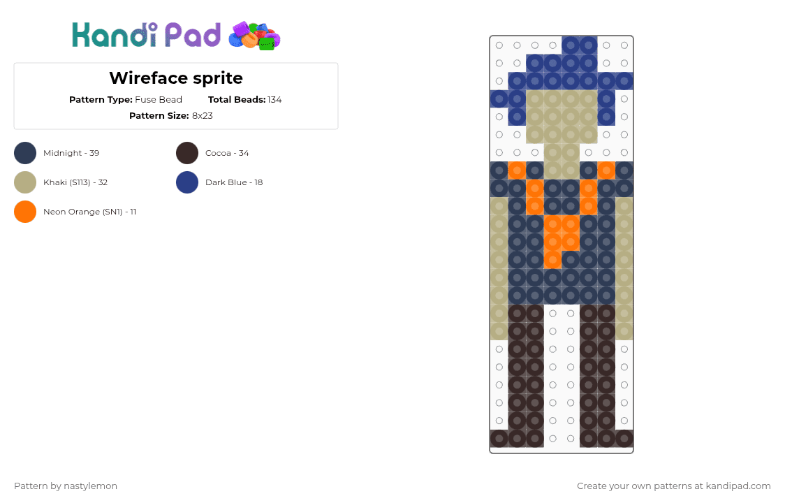 Wireface sprite - Fuse Bead Pattern by nastylemon on Kandi Pad - beige,purple,brown,ninah,no im not a human,wireface,game,sprite,game sprite,small,mini
