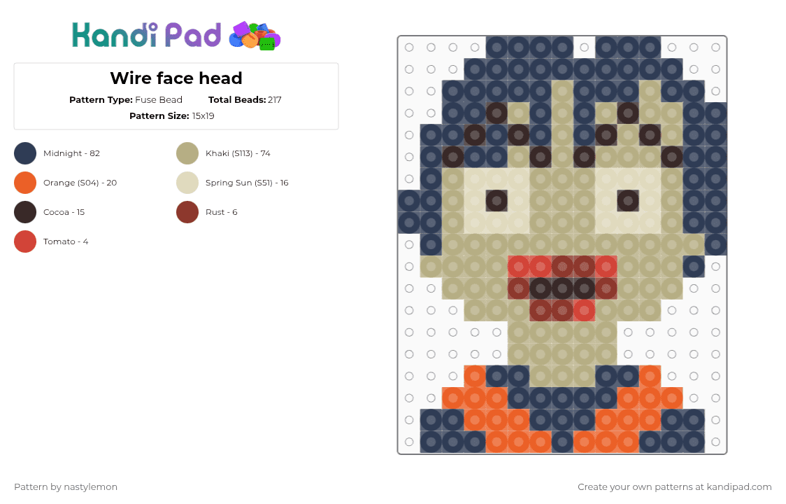 Wire face head - Fuse Bead Pattern by nastylemon on Kandi Pad - beige,purple,wire face,sprite,small,ninah,no im not a human,wireface,game,wire face head