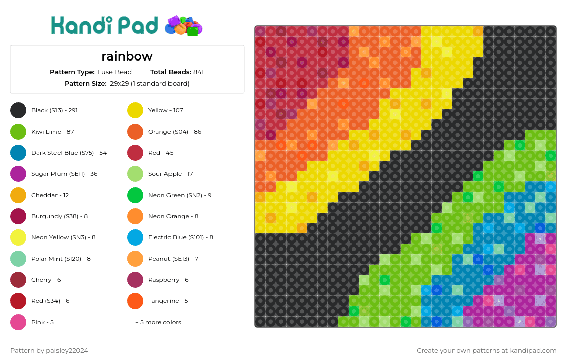 rainbow - Fuse Bead Pattern by paisley22024 on Kandi Pad - 