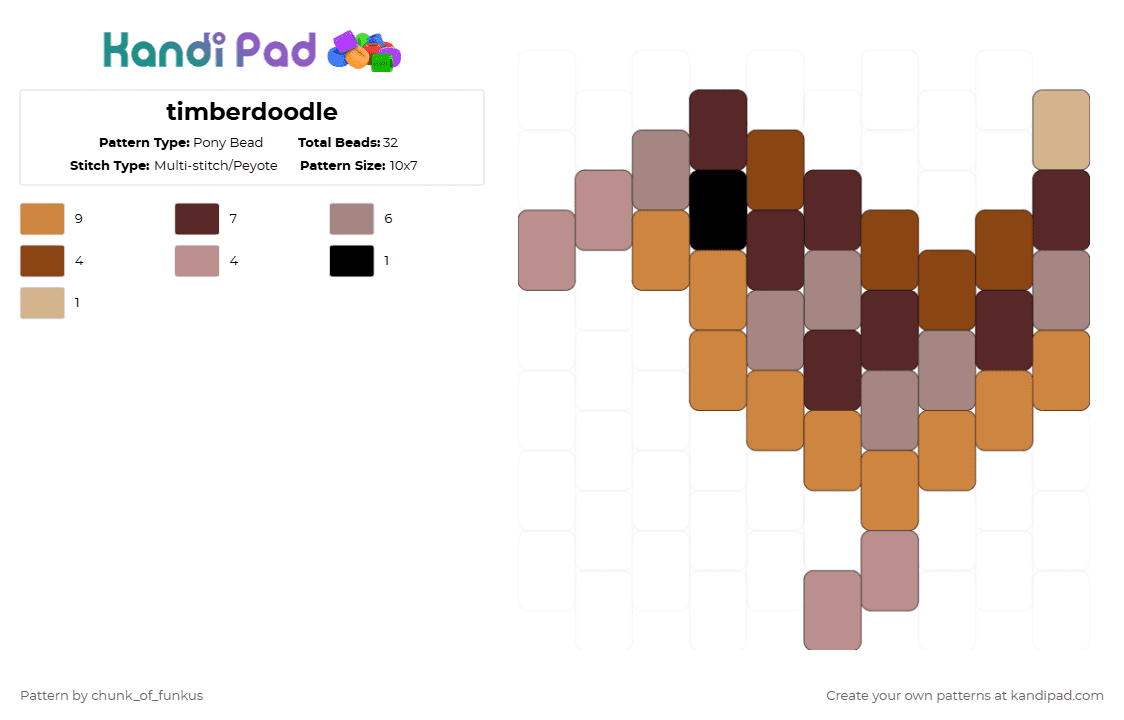 timberdoodle charm - Pony Bead Pattern by chunk_of_funkus on Kandi Pad - gray,orange,brown,timberdoodle,woodcock,bird,bogsucker,night partridge,hokumpoke,wood snipe,labrador twister
