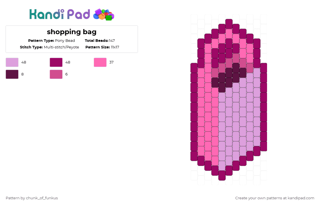shopping bag - Pony Bead Pattern by chunk_of_funkus on Kandi Pad - cotdclothingstores, pink, shopping, shopping bag