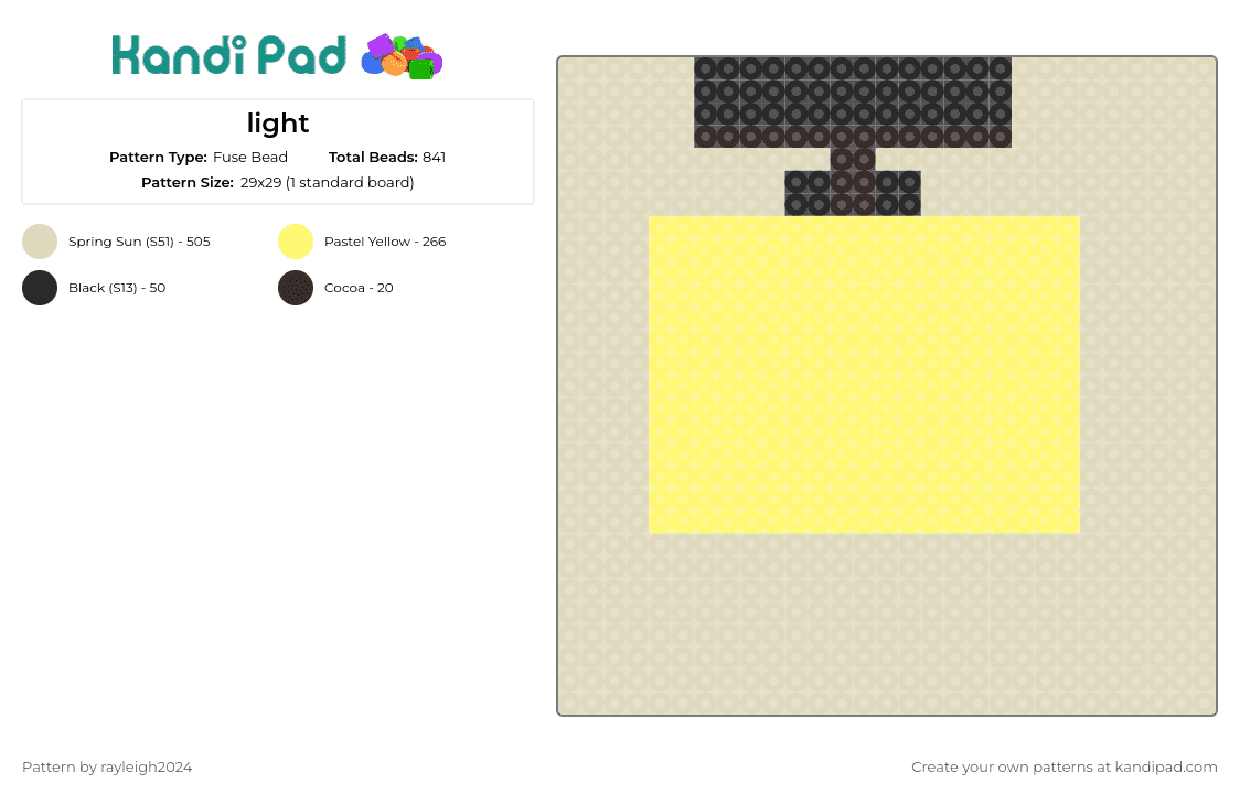 light - Fuse Bead Pattern by rayleigh2024 on Kandi Pad - lamp,light,minimalistic,simplistic,bold,everyday,object,bright,yellow