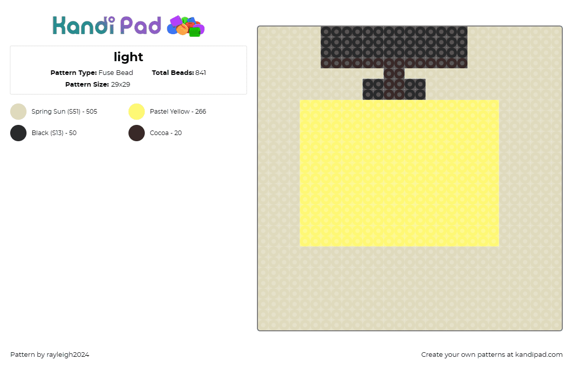 light - Fuse Bead Pattern by rayleigh2024 on Kandi Pad - lamp,light,minimalistic,simplistic,bold,everyday,object,bright,yellow