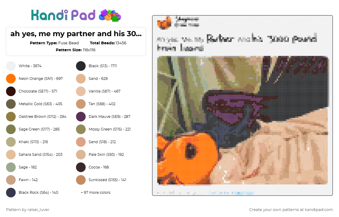 ah yes, me my partner and his 3000 pound train lizard (rain world) - Fuse Bead Pattern by geometry_dash_lover on Kandi Pad - beige,tan,gold,colorful