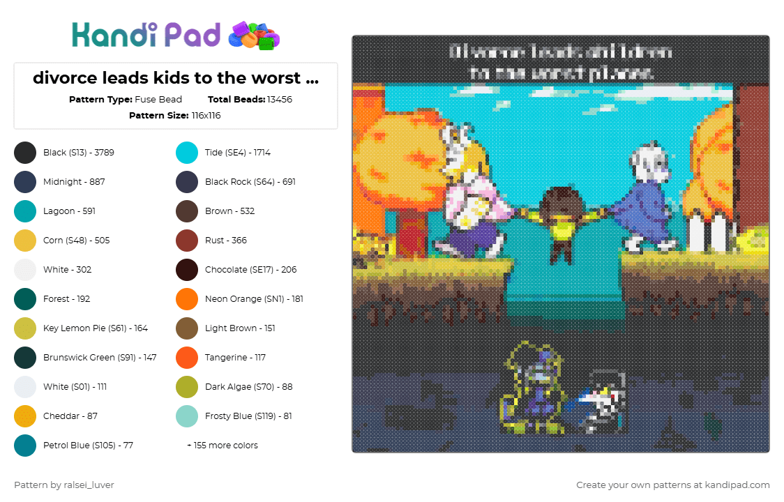 divorce leads kids to the worst places - Fuse Bead Pattern by five_pebbsi_enjoyer on Kandi Pad - 