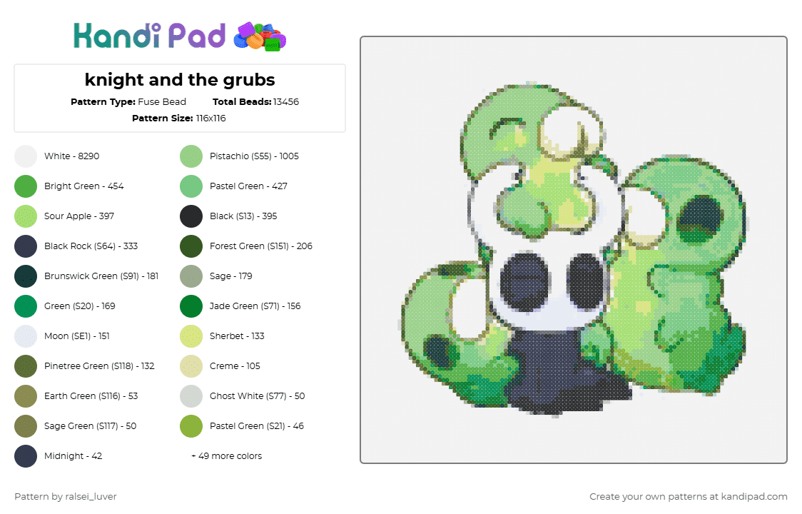 knight and the grubs - Fuse Bead Pattern by donteatmetal on Kandi Pad - colorful, green, purple, teal, white
