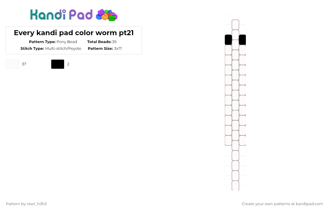 Every kandi pad color worm pt21 - Pony Bead Pattern by nooo-my-cheesecake on Kandi Pad - white
