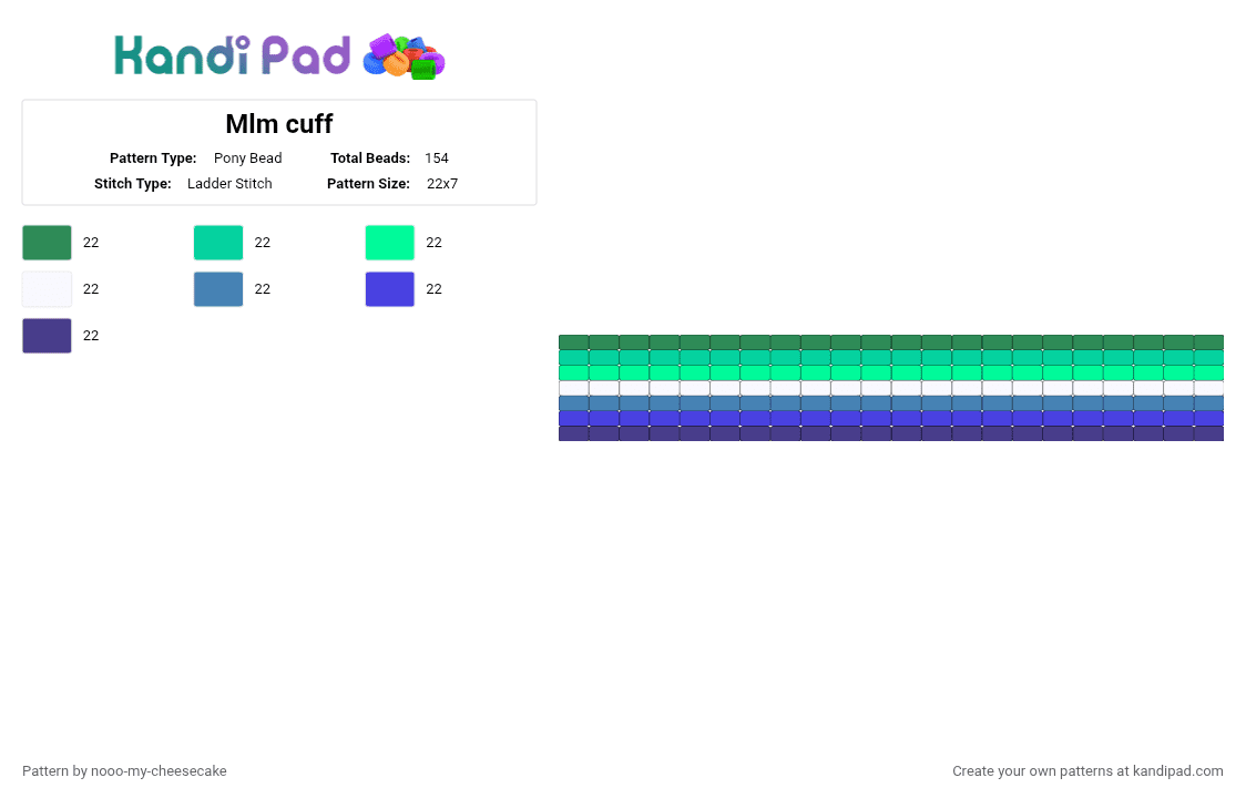 Mlm cuff - Pony Bead Pattern by nooo-my-cheesecake on Kandi Pad - teal,purple