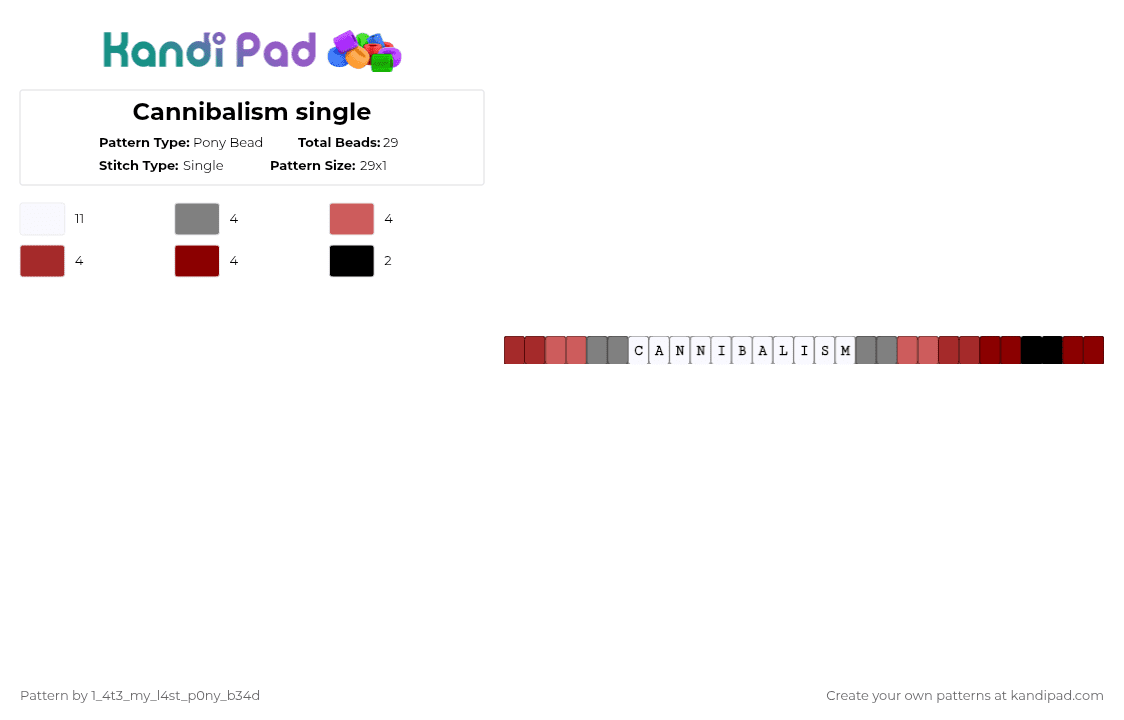 Cannibalism single - Pony Bead Pattern by nooo-my-cheesecake on Kandi Pad - red,cannibalism