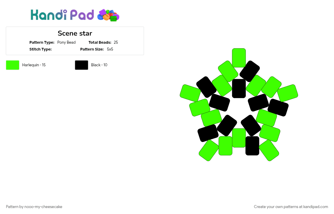 Scene star - Pony Bead Pattern by j3lly-guhh on Kandi Pad - black, green