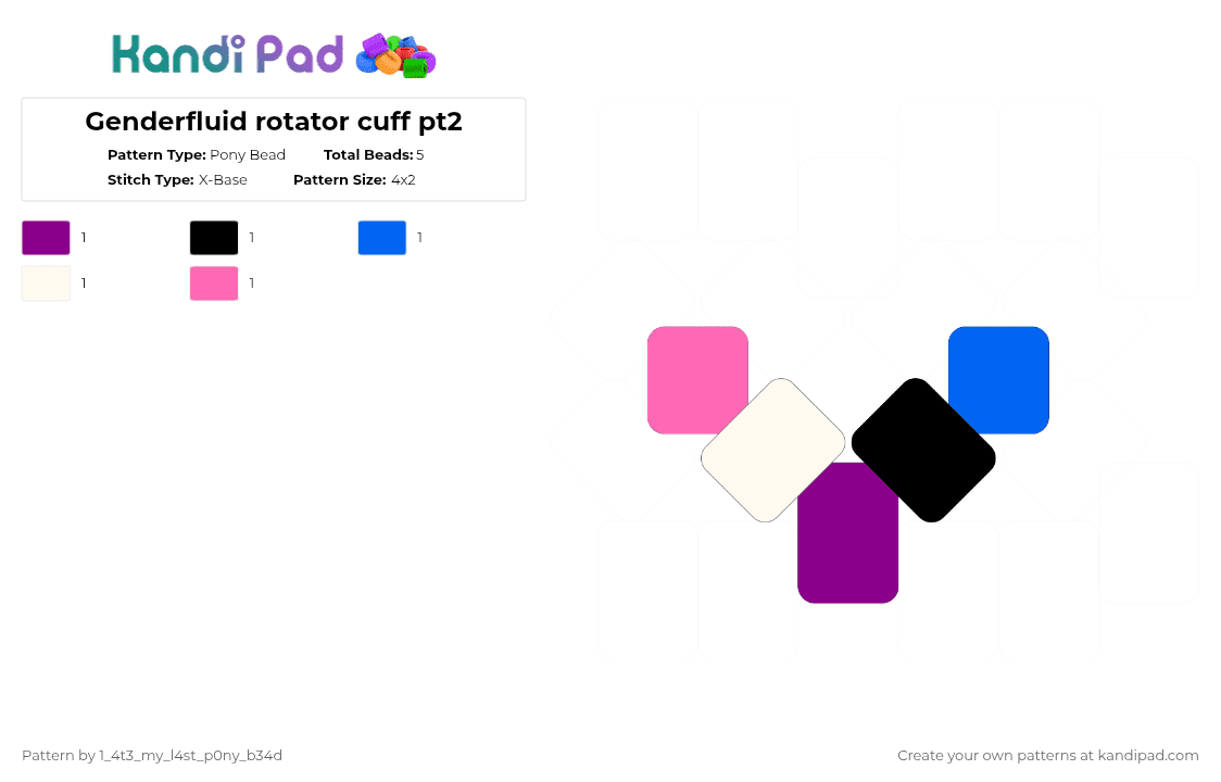 Genderfluid rotator cuff pt2 - Pony Bead Pattern by nooo-my-cheesecake on Kandi Pad - pink,blue