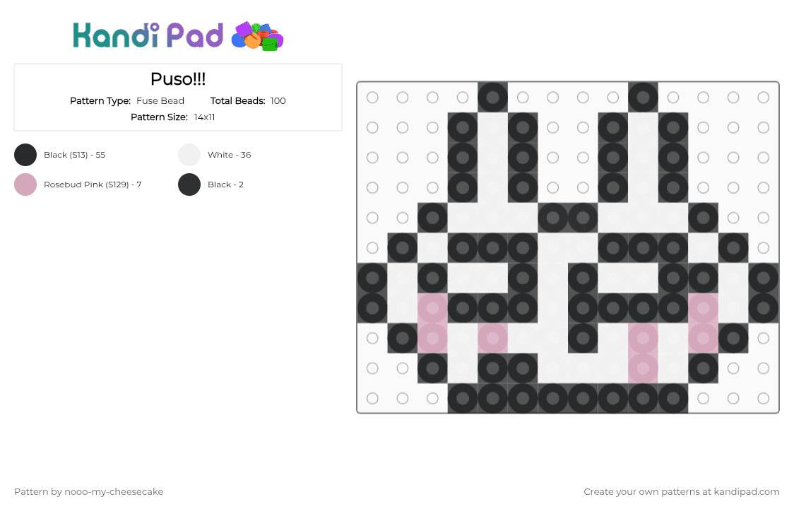 Puso!!! - Fuse Bead Pattern by nooo-my-cheesecake on Kandi Pad - white
