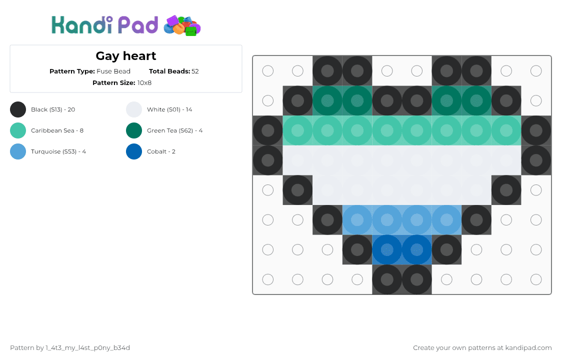 Gay heart - Fuse Bead Pattern by nooo-my-cheesecake on Kandi Pad - teal
