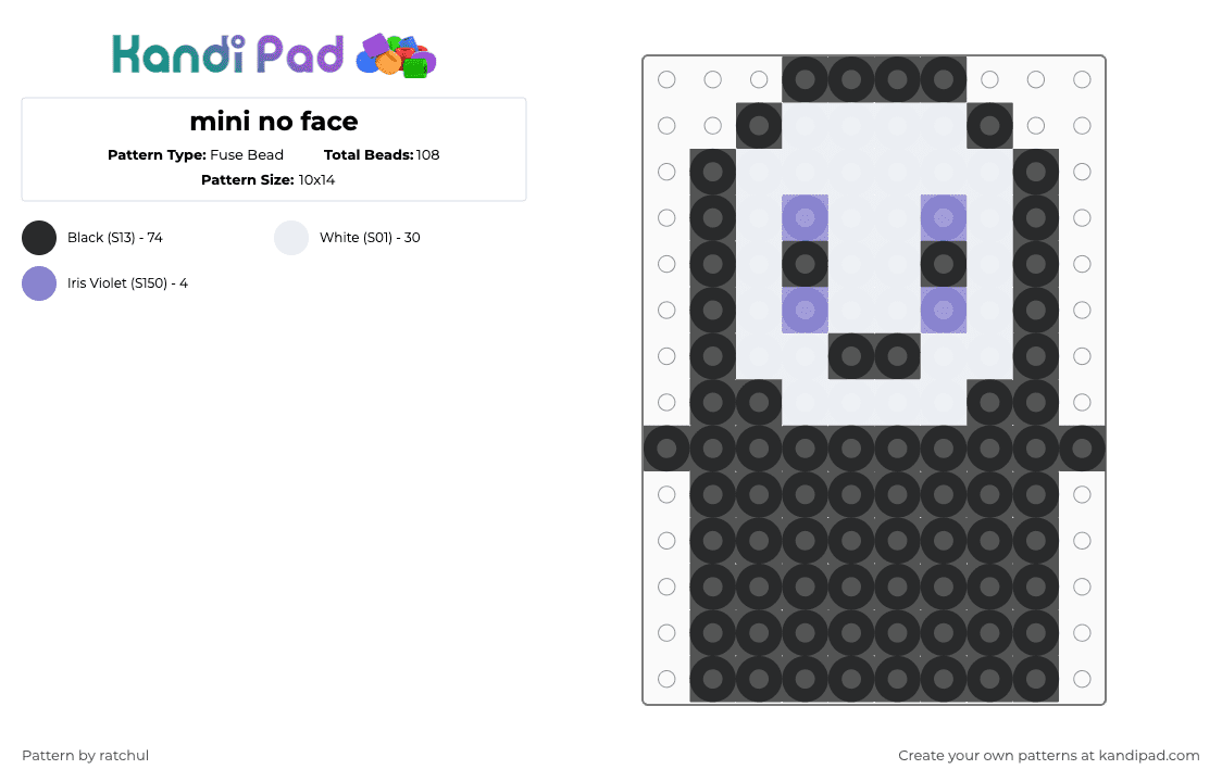 mini no face - Fuse Bead Pattern by ratchul on Kandi Pad - black,white,mini,chibi,easy