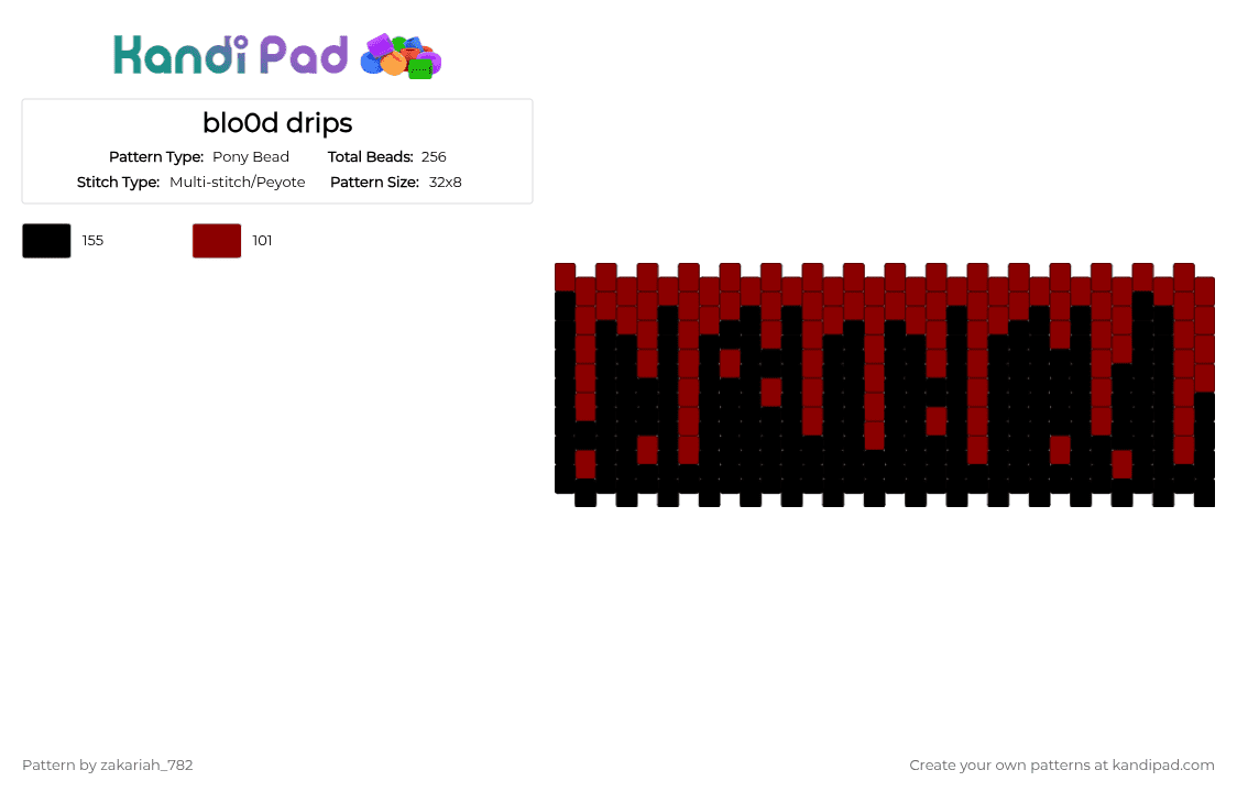 blo0d drips - Pony Bead Pattern by zakariah_782 on Kandi Pad - red,black,blood