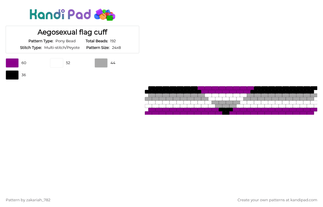 Aegosexual flag cuff - Pony Bead Pattern by zakariah_782 on Kandi Pad - beige,pink,pride,lgbtq,ageosexual