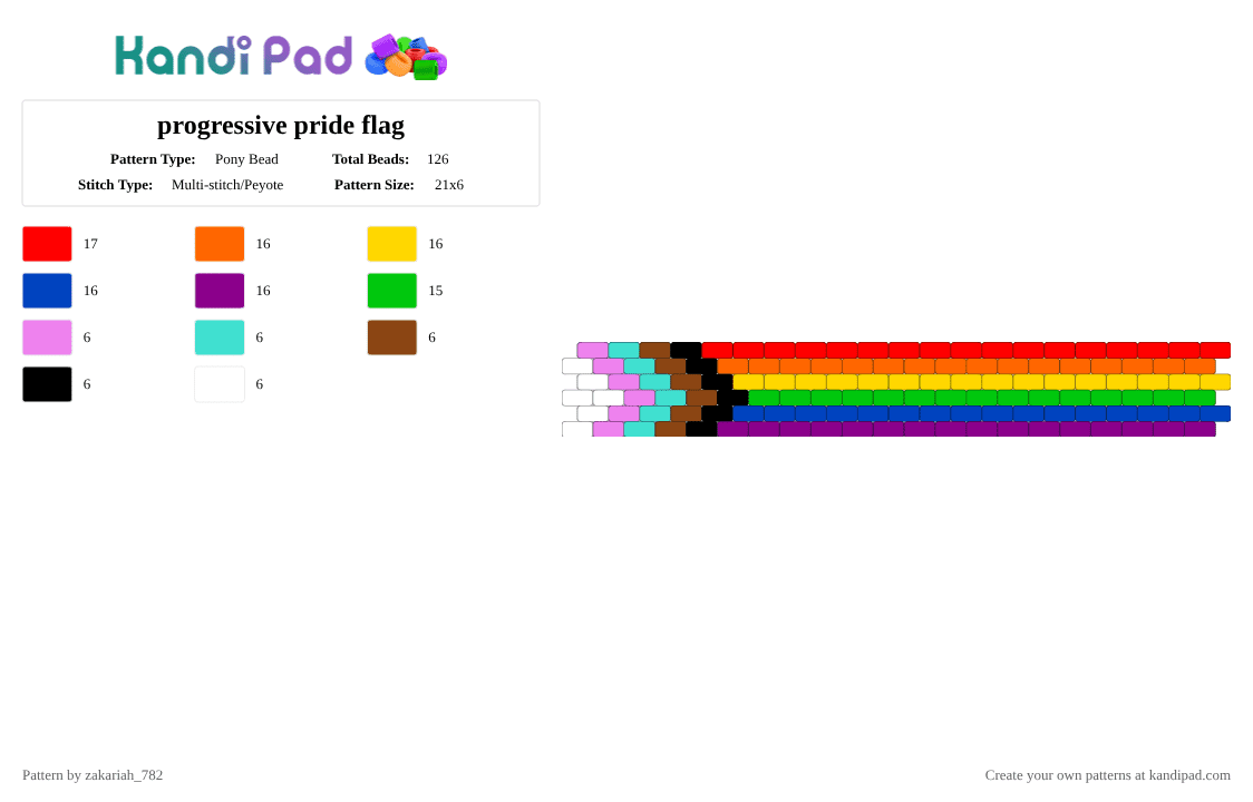 progressive pride flag - Pony Bead Pattern by zakariah_782 on Kandi Pad - red,yellow,blue,colorful,pride,progressive,lgbtq