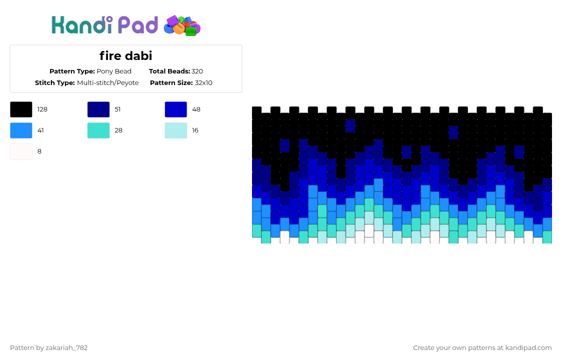 fire dabi - Pony Bead Pattern by zakariah_782 on Kandi Pad - light blue,purple