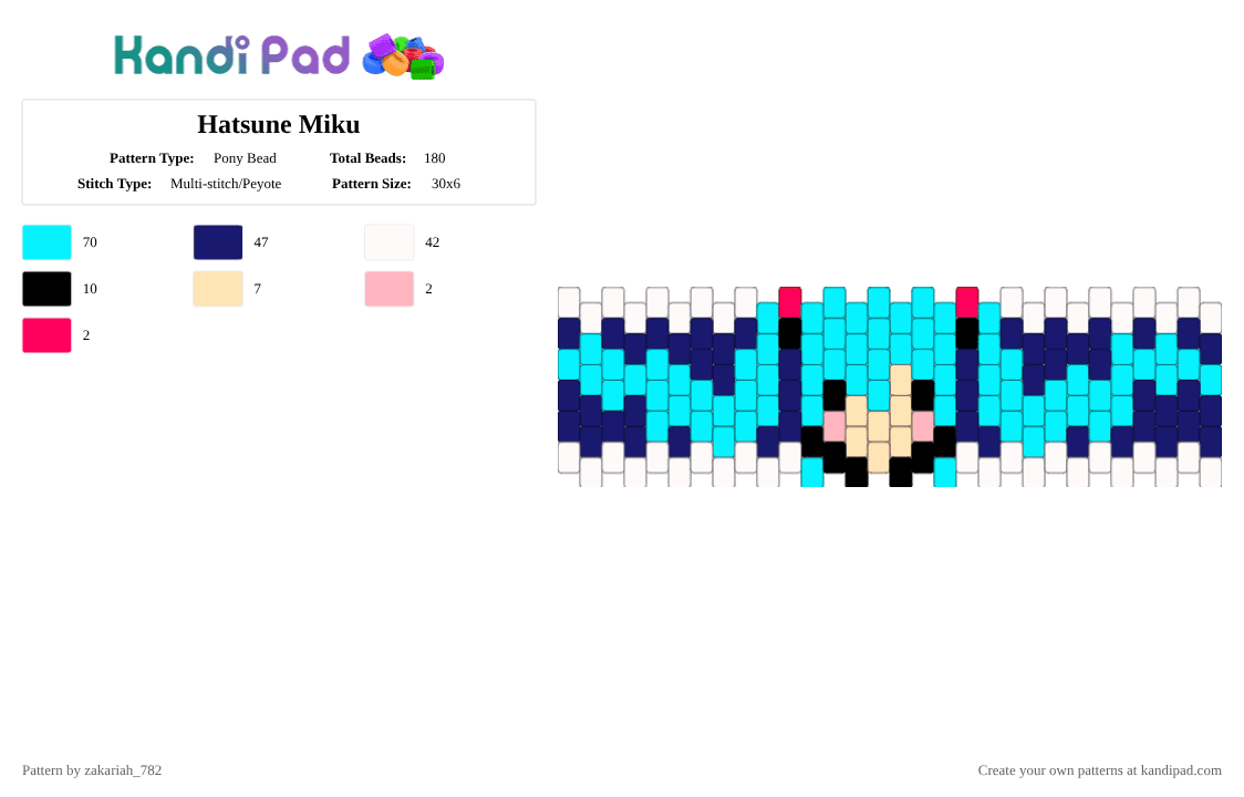 Hatsune Miku - Pony Bead Pattern by zakariah_782 on Kandi Pad - light blue,purple,artist,hatsune miku,miku,blue,anime