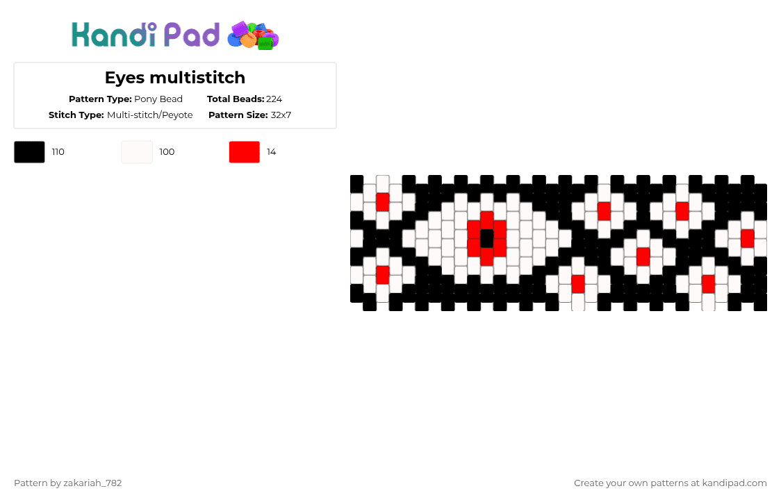 Eyes multistitch - Pony Bead Pattern by zakariah_782 on Kandi Pad - eyes, white