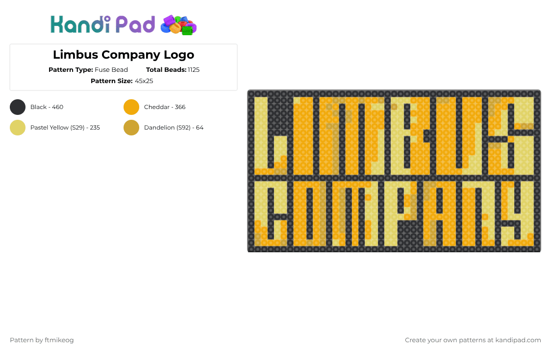Limbus Company Logo Fuse Bead Pattern - Kandi Pad | Kandi Patterns ...