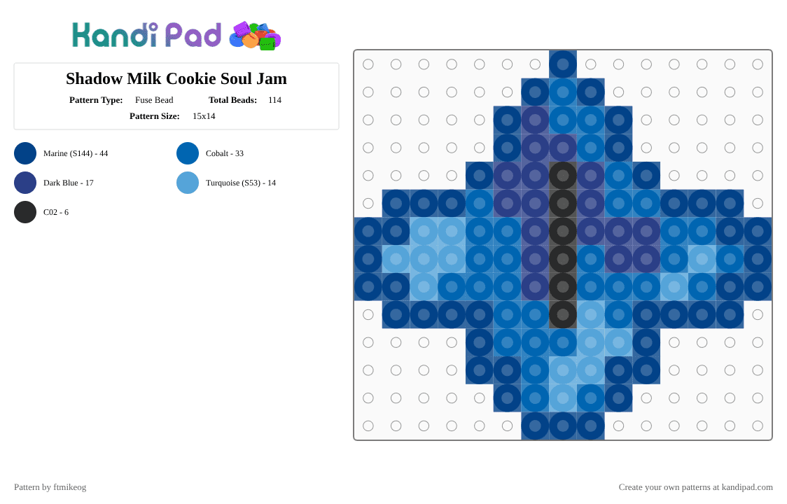 Shadow Milk Cookie Soul Jam - Fuse Bead Pattern by ftmikeog on Kandi Pad - blue,crk,smc,soul jam,shadow milk,cookie run kingdom,shadow milk cookie,charm,small