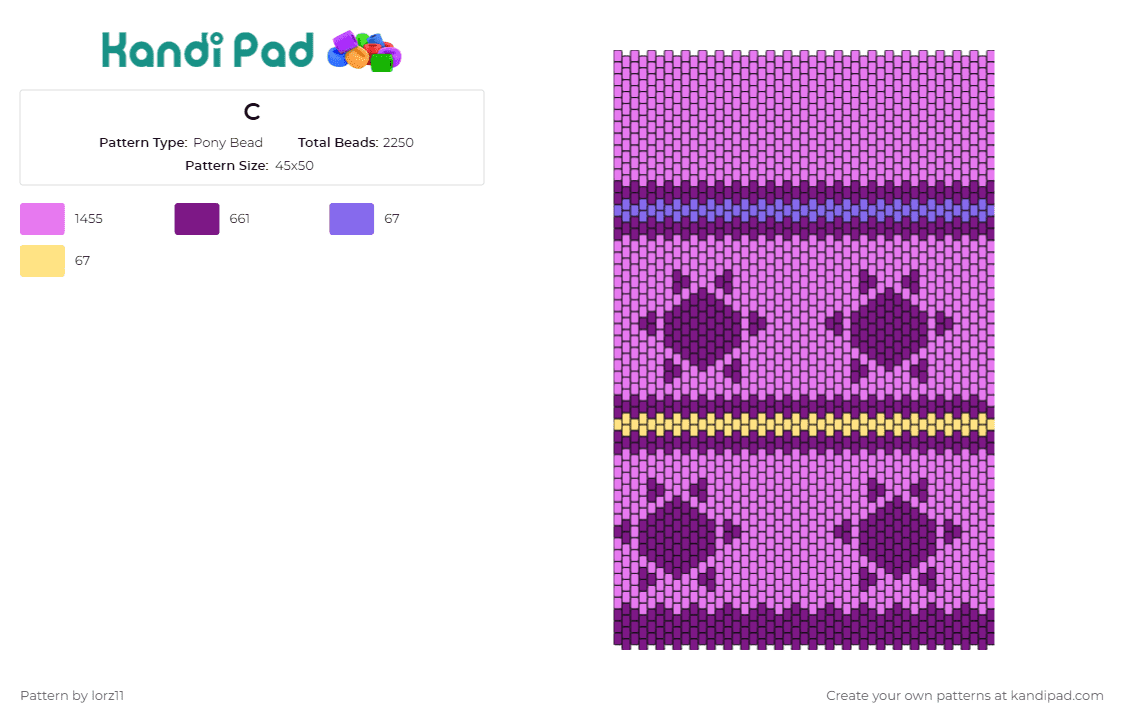 C - Pony Bead Pattern by lorz11 on Kandi Pad - geometric,sun,stripes,panel