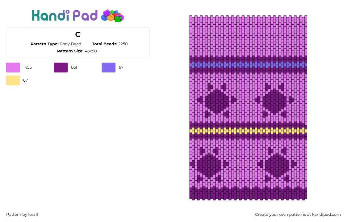 C - Pony Bead Pattern by lorz11 on Kandi Pad - geometric,sun,stripes,panel,purple