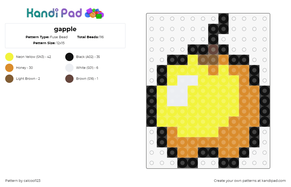 gapple - Fuse Bead Pattern by calcool123 on Kandi Pad - apple,fruit,minecraft,video game,food,gold