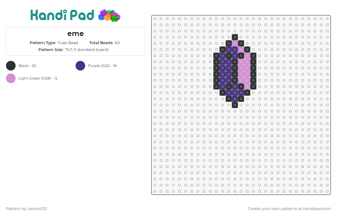 eme - Fuse Bead Pattern by calcool123 on Kandi Pad - gem,stone,geometric,minimalist,facets,elegance,purple