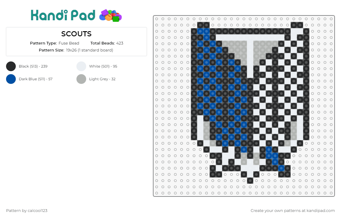 SCOUTS - Fuse Bead Pattern by calcool123 on Kandi Pad - scouts,attack on titan,emblem,aot,anime,shield,crest,strength,unity,emblematic,blue,white