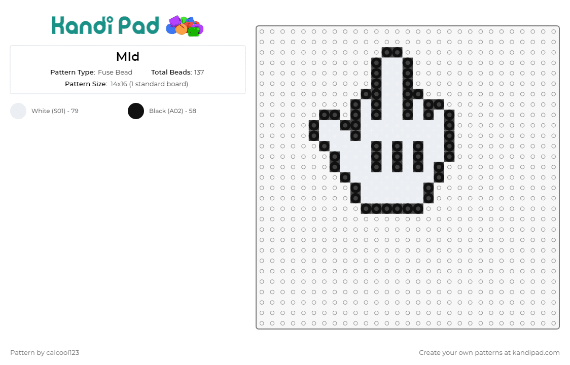 MId - Fuse Bead Pattern by calcool123 on Kandi Pad - finger,hand,cursor,middle,glove,nsfw,white