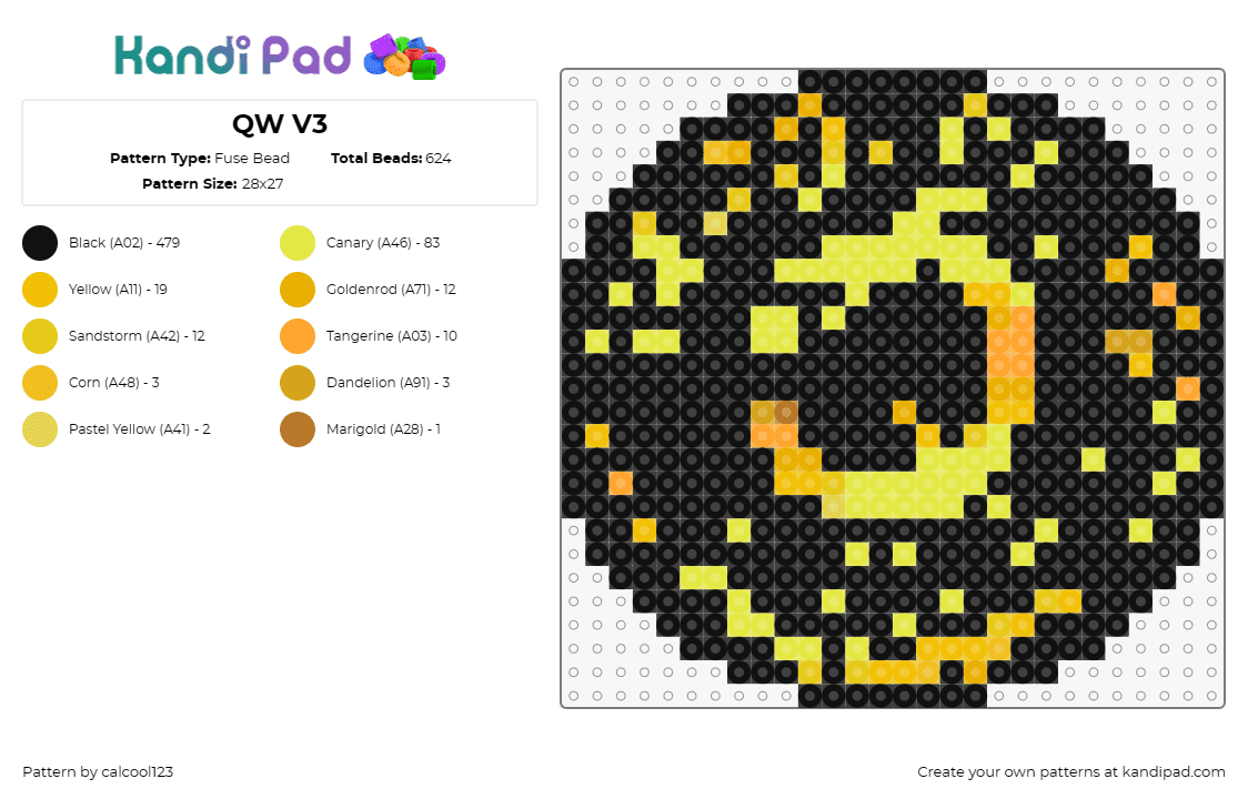 QW V3 - Fuse Bead Pattern by calcool123 on Kandi Pad - 