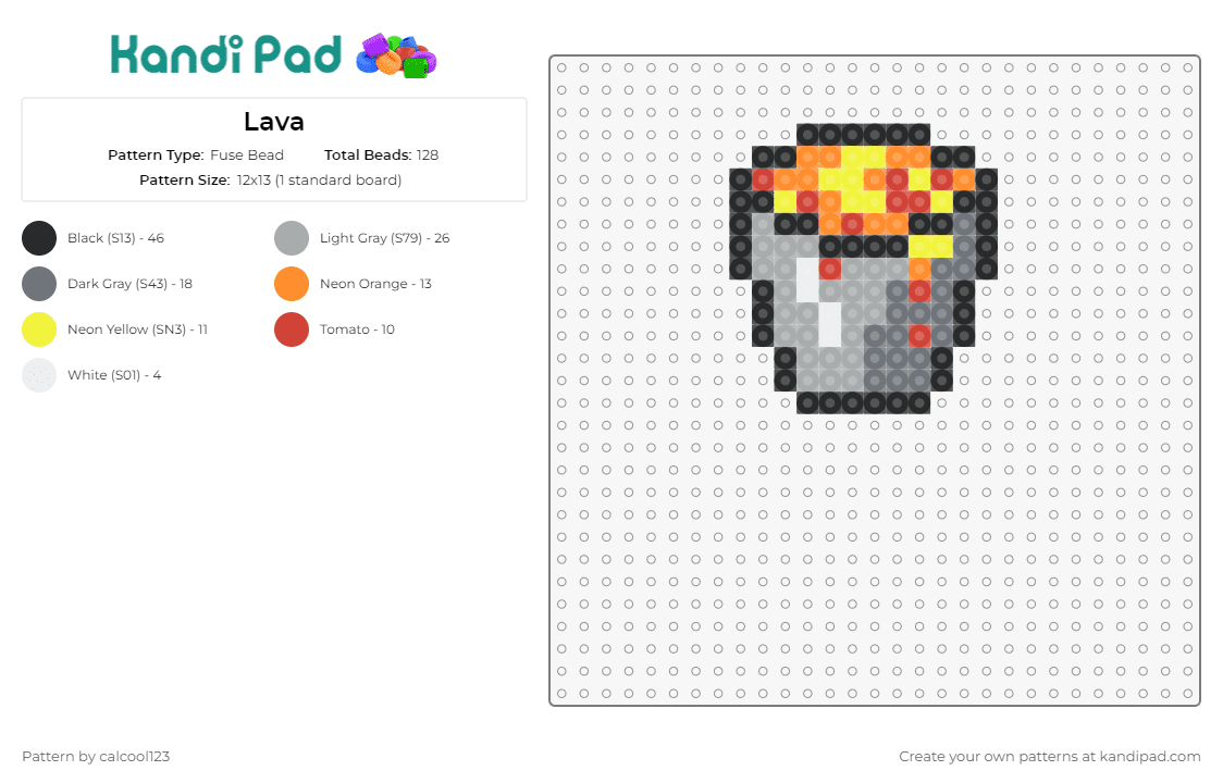 Lava - Fuse Bead Pattern by calcool123 on Kandi Pad - lava,bucket,minecraft,pail,video game,fiery,gray,orange
