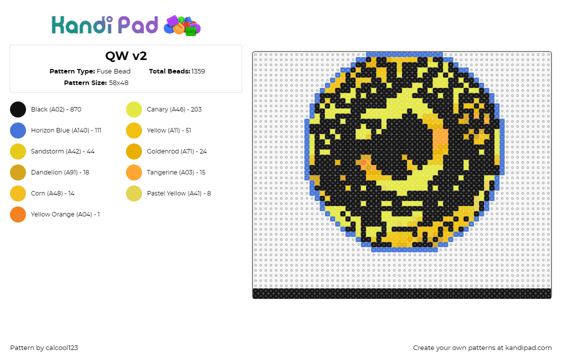 QW v2 - Fuse Bead Pattern by calcool123 on Kandi Pad - 