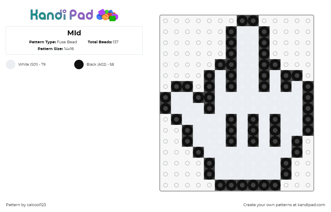 MId - Fuse Bead Pattern by calcool123 on Kandi Pad - finger,hand,cursor,middle,glove,nsfw,white