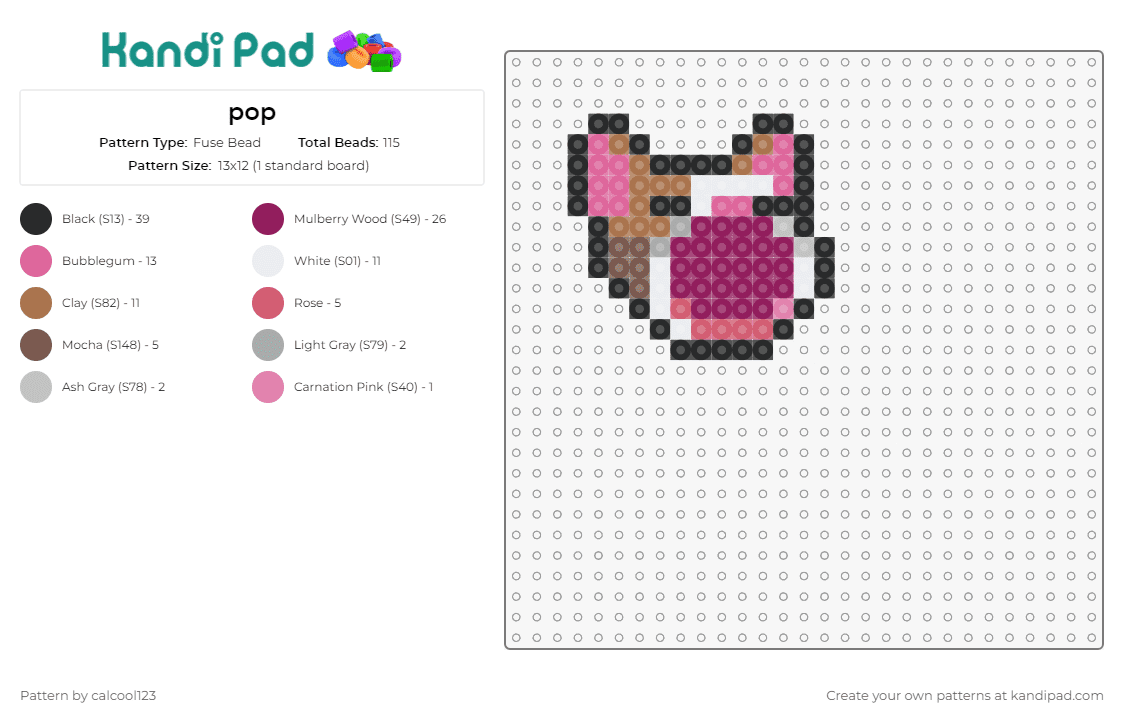 pop - Fuse Bead Pattern by calcool123 on Kandi Pad - popcat,game,meme,internet,sensation,playful,viral,charming,pink