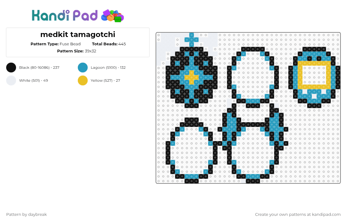 medkit tamagotchi - Fuse Bead Pattern by daybreak on Kandi Pad - light blue,phighting,medkit,med,phight,tamagotchi