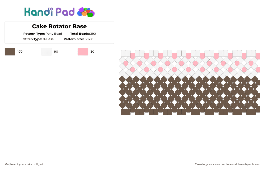 Cake Rotator Base - Pony Bead Pattern by audskand1_xd on Kandi Pad - tan,cake,cotdcake,cuff,sweets,pink,candy,chocolate