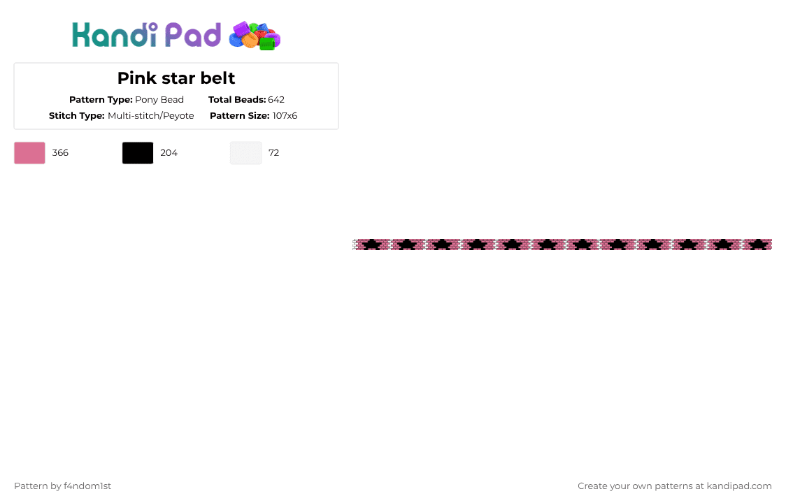 Pink star belt - Pony Bead Pattern by f4ndom1st on Kandi Pad - pink