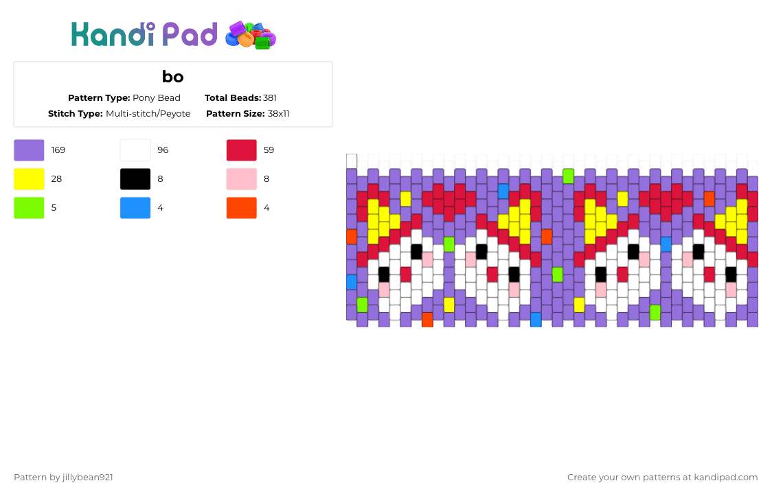 bo - Pony Bead Pattern by jillybean921 on Kandi Pad - purple,red