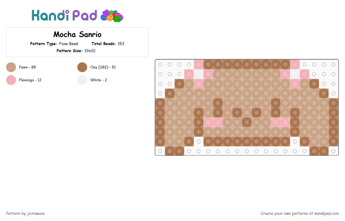 Mocha Sanrio - Fuse Bead Pattern by jicrowave on Kandi Pad - beige,tan,sanrio,brown,bunny,perler,charm