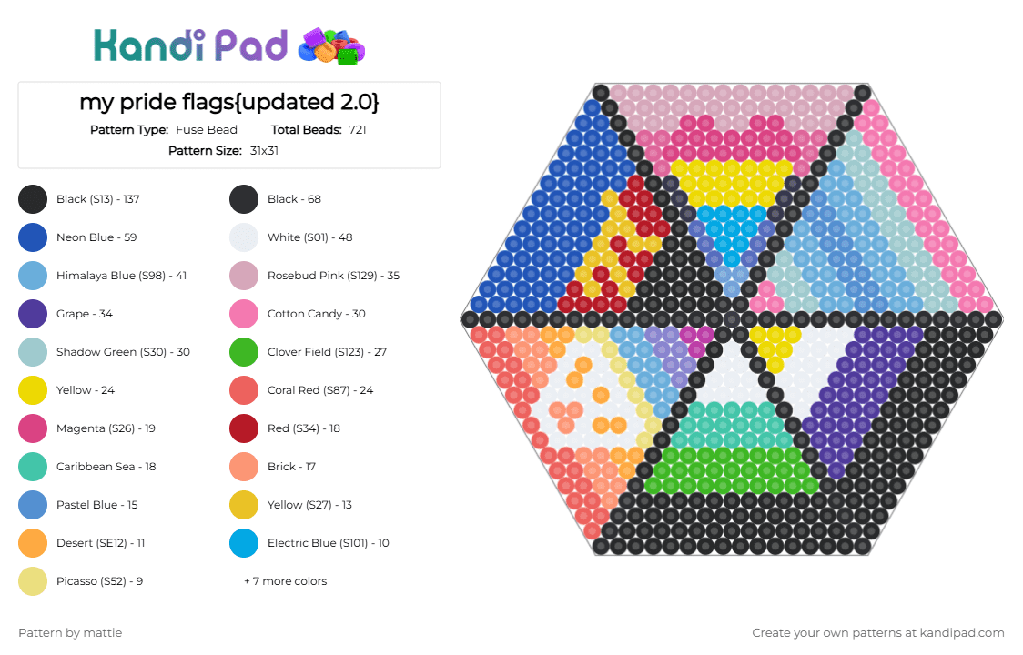 my pride flags{updated 2.0} - Fuse Bead Pattern by mattie on Kandi Pad - yellow,blue,pink,light blue