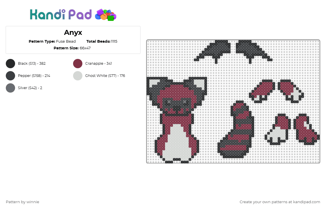 Anyx(dangle) - Fuse Bead Pattern by mattie on Kandi Pad - brown