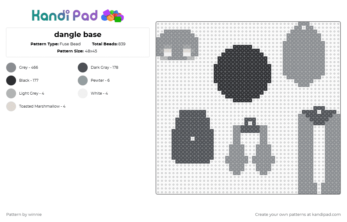 dangle base - Fuse Bead Pattern by mattie on Kandi Pad - gray