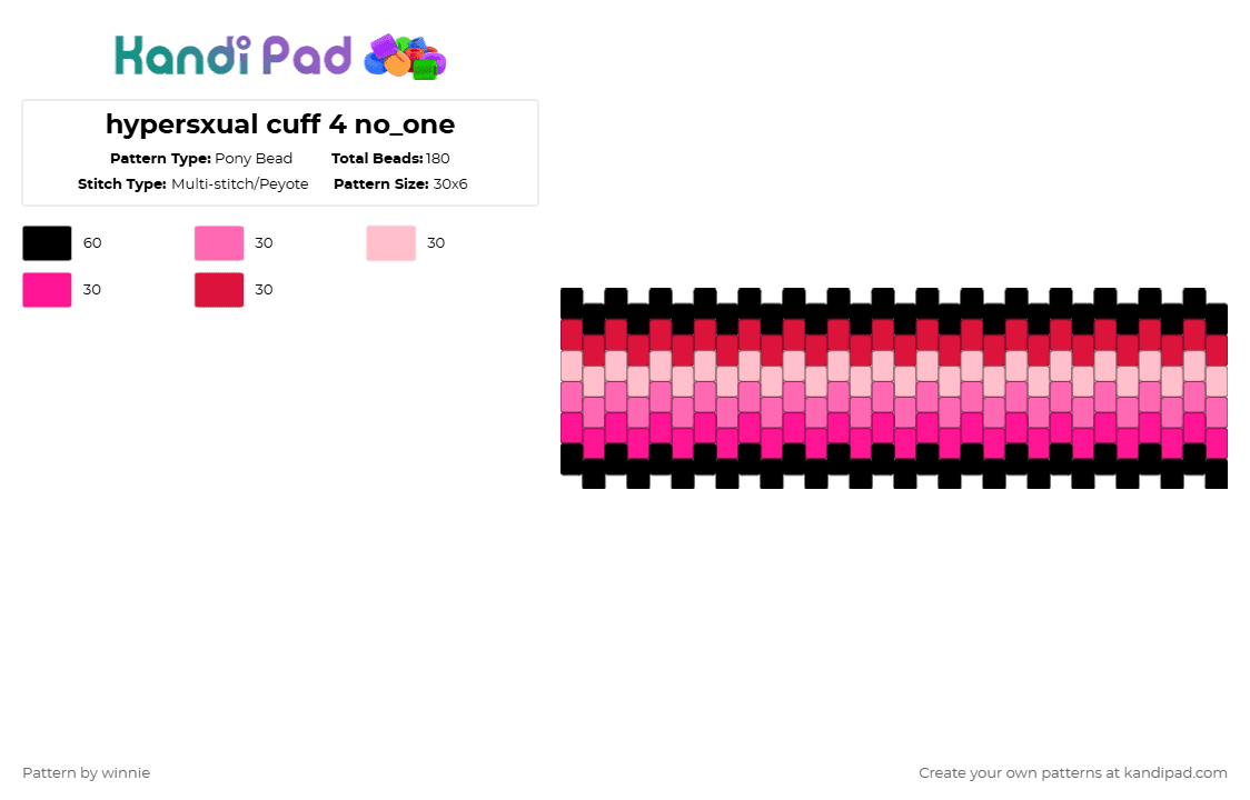 hypersxual cuff 4 no_one - Pony Bead Pattern by mattie on Kandi Pad - pink