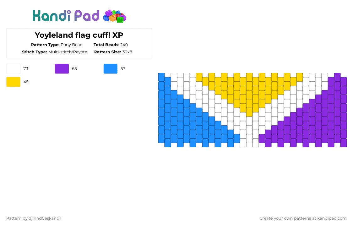 Yoyleland flag cuff! XP - Pony Bead Pattern by djinnd0eskand1 on Kandi Pad - light blue,purple