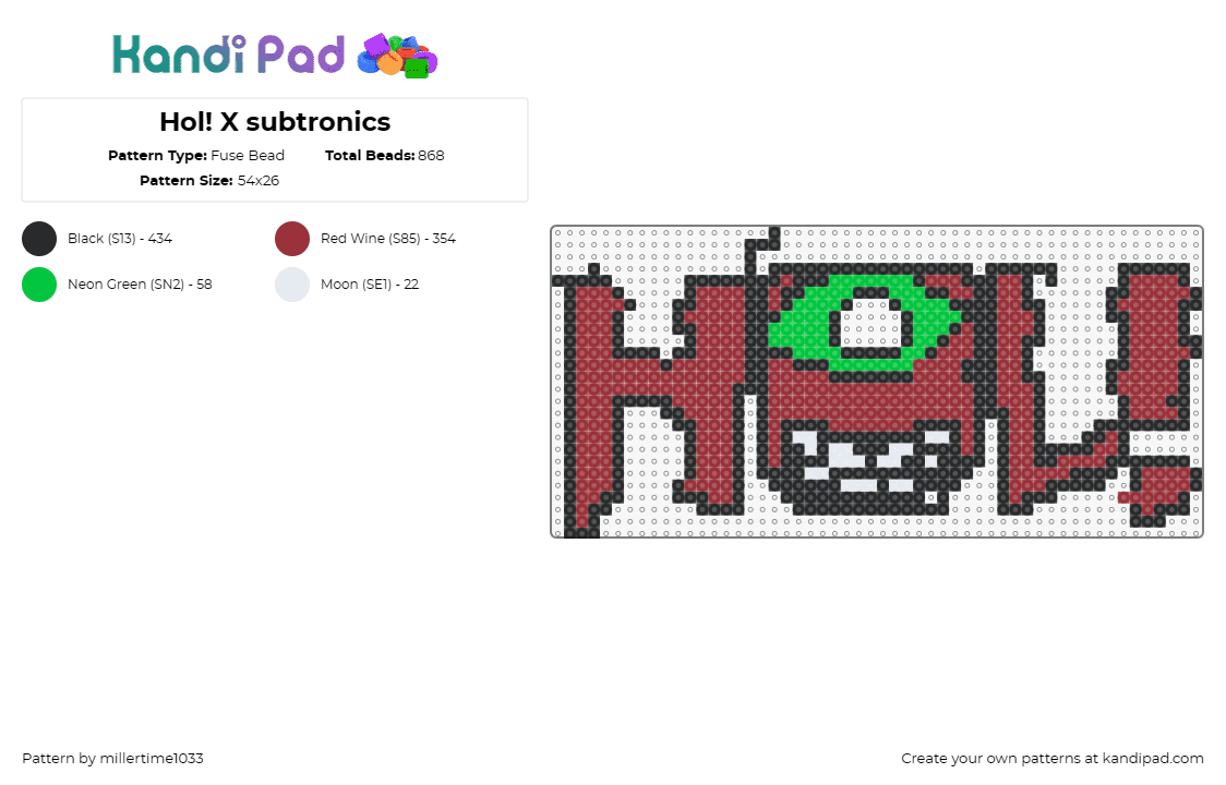 Hol! X subtronics - Fuse Bead Pattern by millertime1033 on Kandi Pad - hol,subtronics,dj,edm,logo,music,expression,style,red